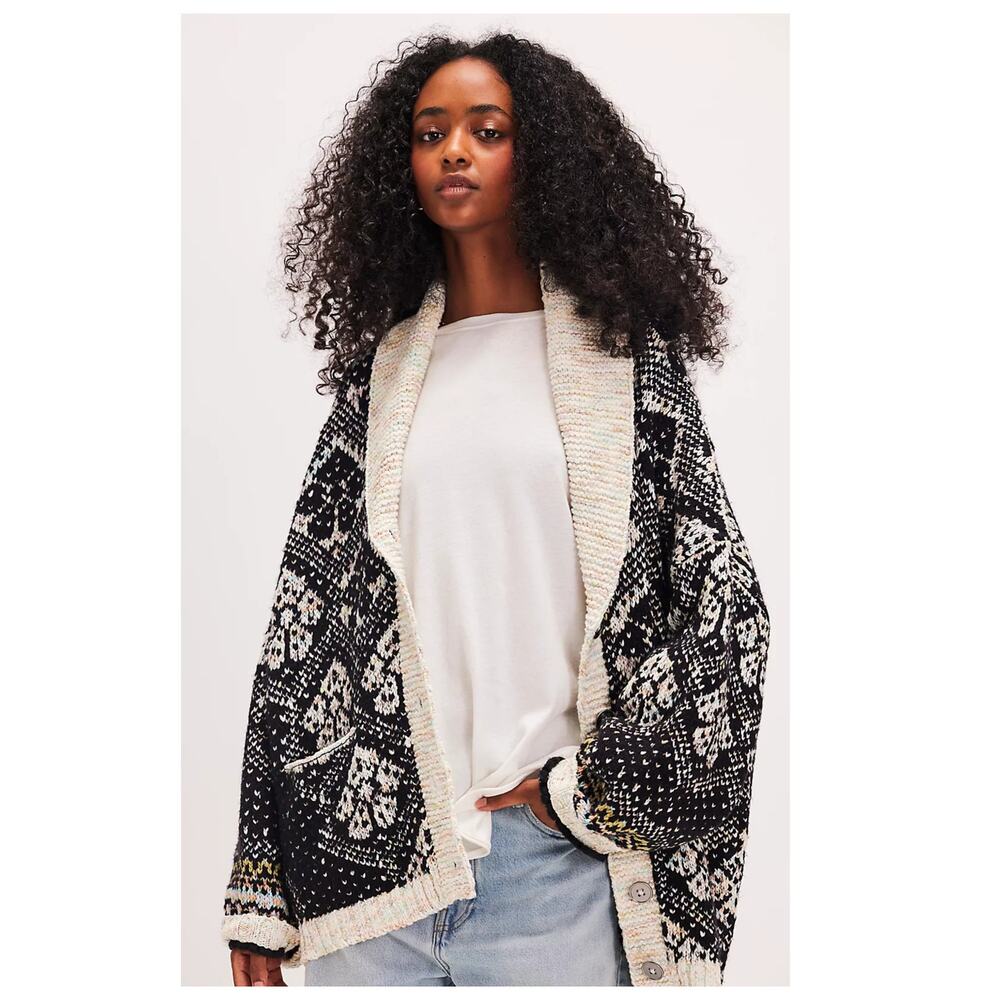 NEW Free People Sasha Jacquard Cardigan Size Medium